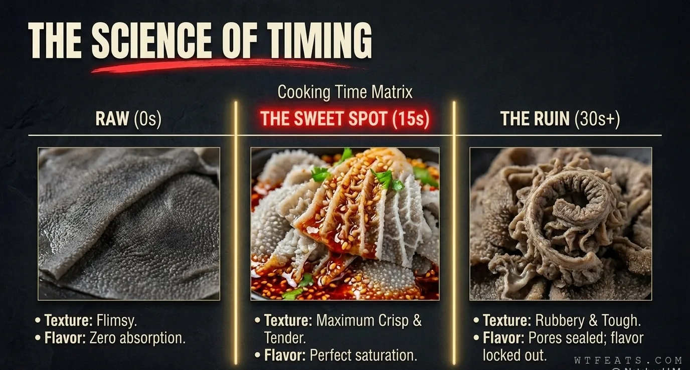 The science of timing: raw at zero seconds, the sweet spot at fifteen seconds, ruin at thirty-plus seconds