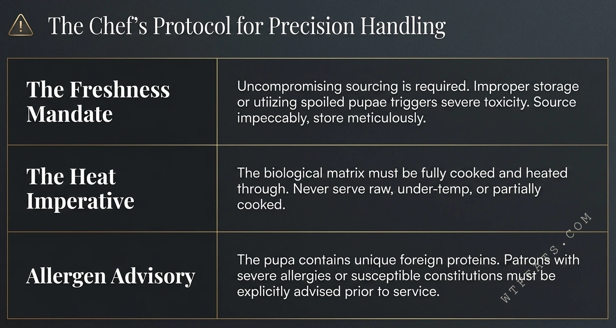 Silkworm pupa safety and handling protocol