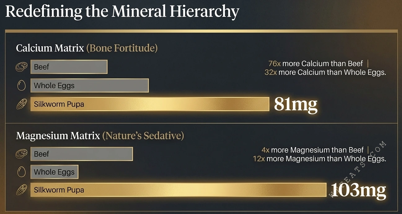 Silkworm pupa mineral comparison chart